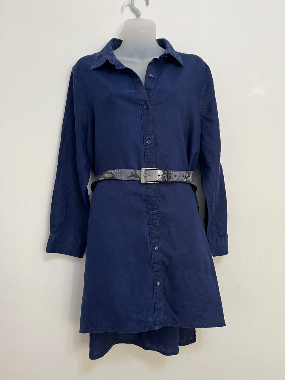 Splash Oversized Navy Button-Down Shirt Dress